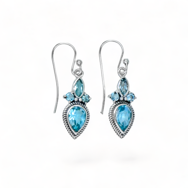 Sterling Silver Blue Topaz Earrings SSER199