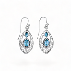 Sterling Silver Blue Topaz Earrings SSER36