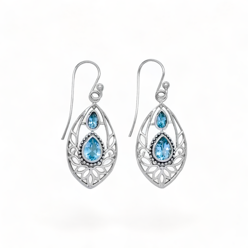 Sterling Silver Blue Topaz Earrings SSER36