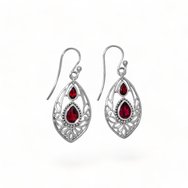 Sterling Silver Garnet Earrings SSER36