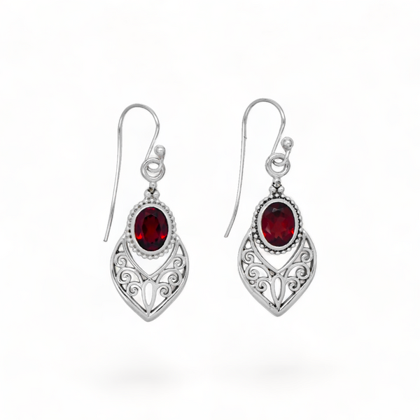 Sterling Silver Garnet Earrings SSER33