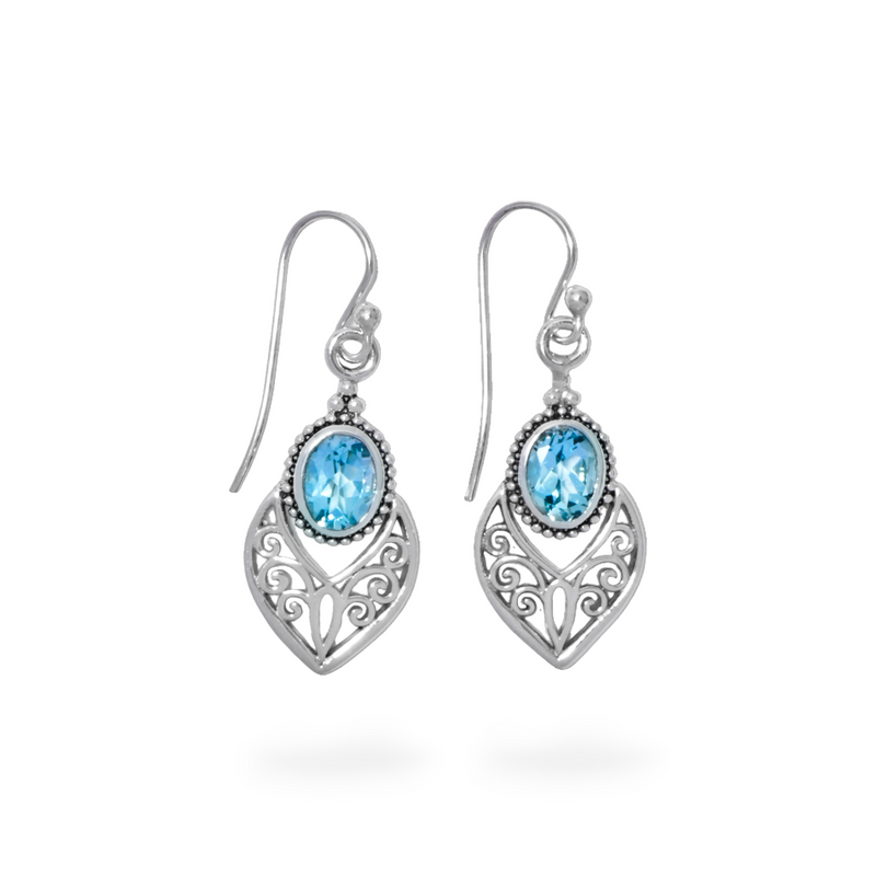 Sterling Silver Blue Topaz Earrings SSER33