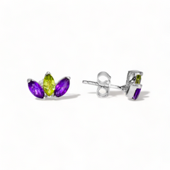 Sterling Silver Amethyst & Peridot Stud Earrings SSER162