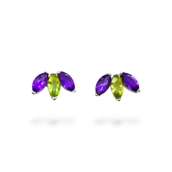 Sterling Silver Amethyst & Peridot Stud Earrings SSER162