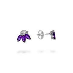 Sterling Silver Amethyst Stud Earrings SSER162