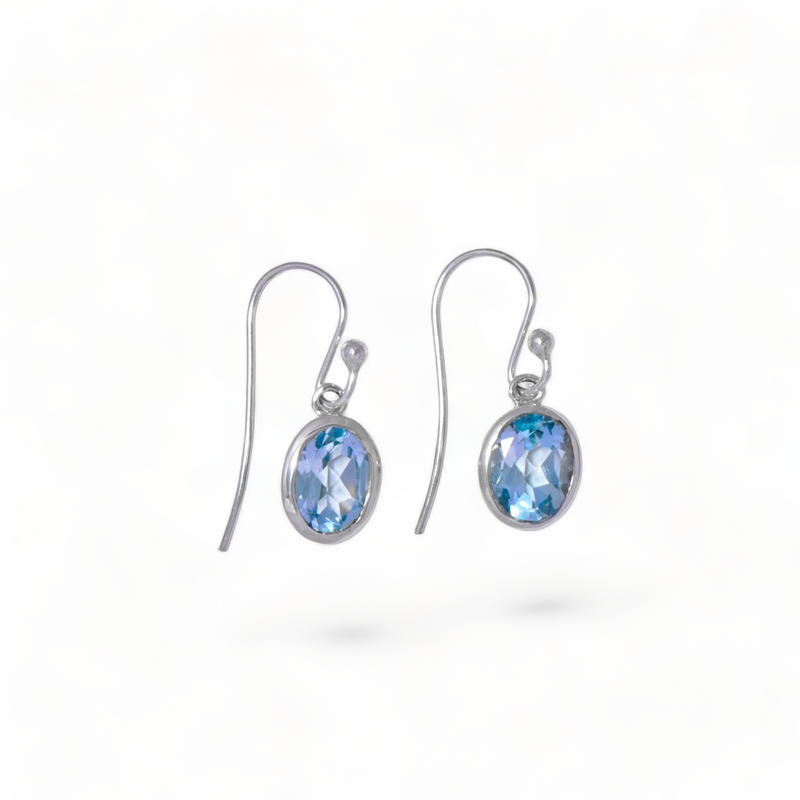 Sterling Silver Blue Topaz Earrings SSER92