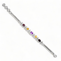 Sterling Silver Multi Gemstone Bracelet SSBR65