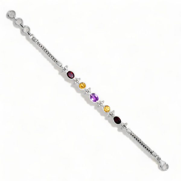 Sterling Silver Multi Gemstone Bracelet SSBR65