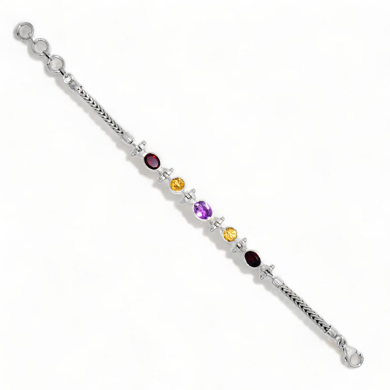 Sterling Silver Multi Gemstone Bracelet SSBR65