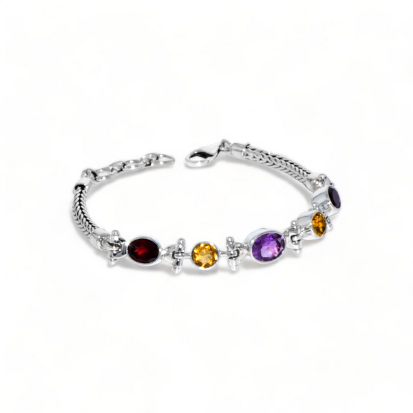 Sterling Silver Multi Gemstone Bracelet SSBR65