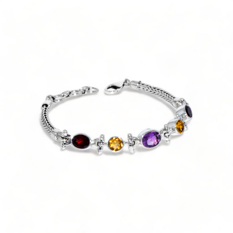 Sterling Silver Multi Gemstone Bracelet SSBR65