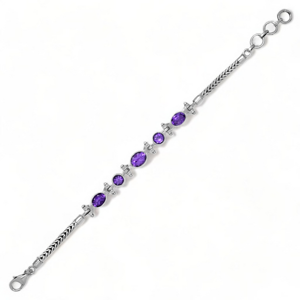 Sterling Silver Amethyst Bracelet SSBR65
