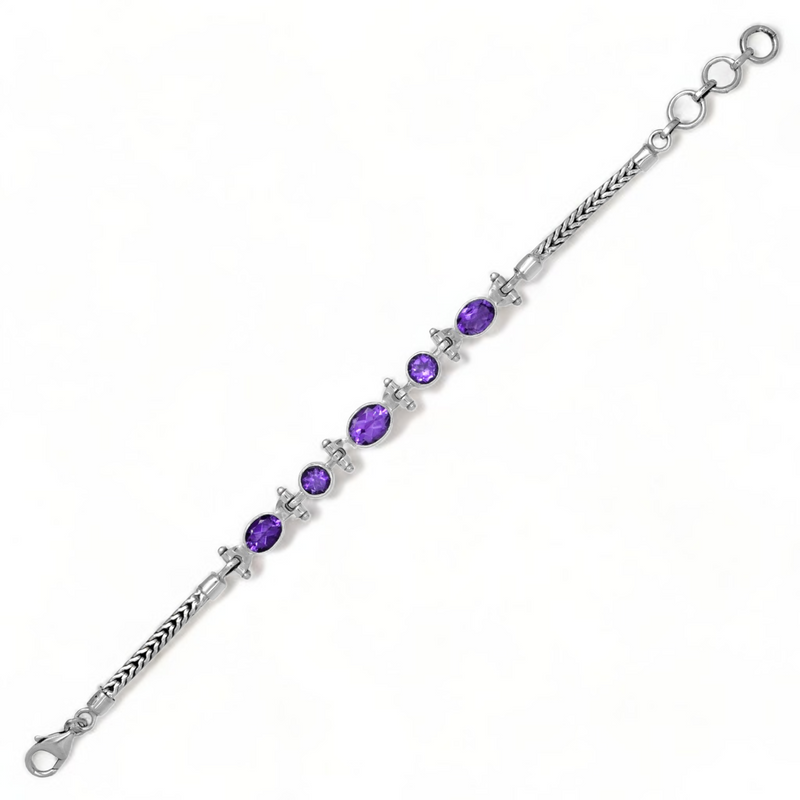 Sterling Silver Amethyst Bracelet SSBR65