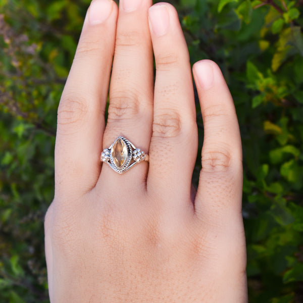 Sterling Silver Citrine Ring SSR304