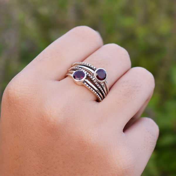 Sterling Silver Garnet Ring SSR96