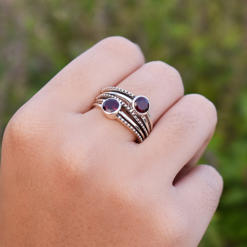 Sterling Silver Garnet Ring SSR96