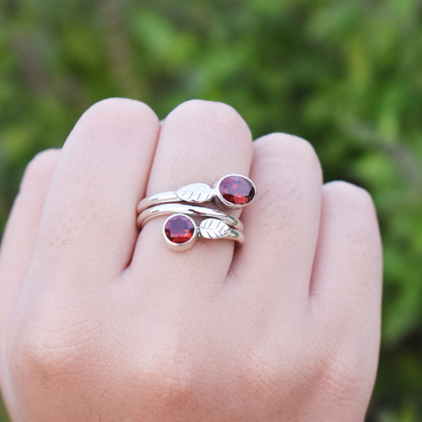 Sterling Silver Garnet Ring SSR310