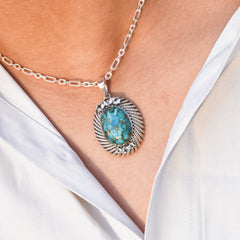 Sterling Silver Turquoise & Blue Topaz Pendant SSP45