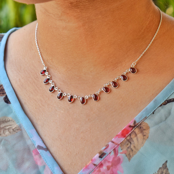 Sterling Silver Garnet Necklace SSN4