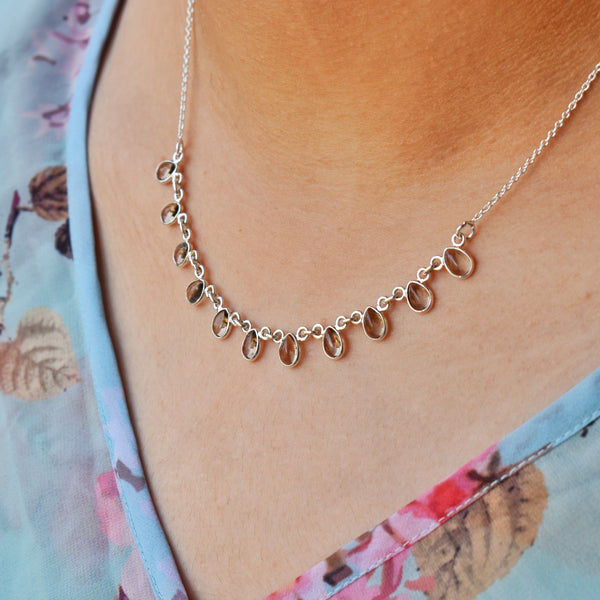 Sterling Silver Smoky Quartz Necklace SSN4