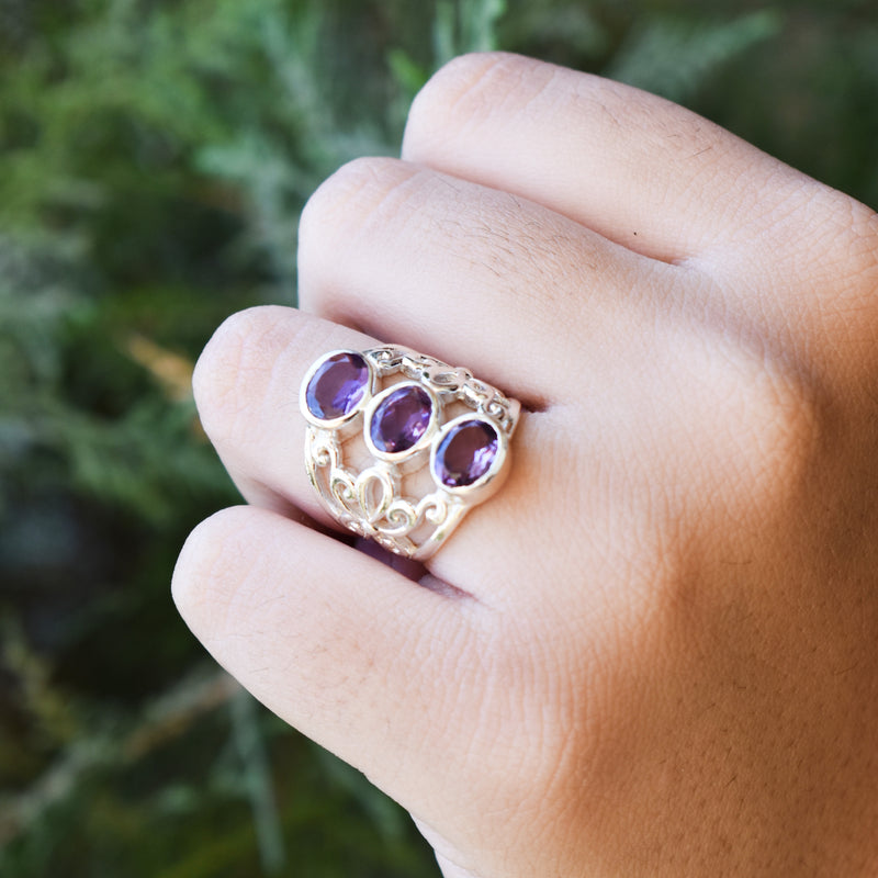 Sterling Silver Amethyst Ring SSR77