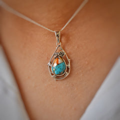 Sterling Silver Oyster Turquoise Pendant SSP11