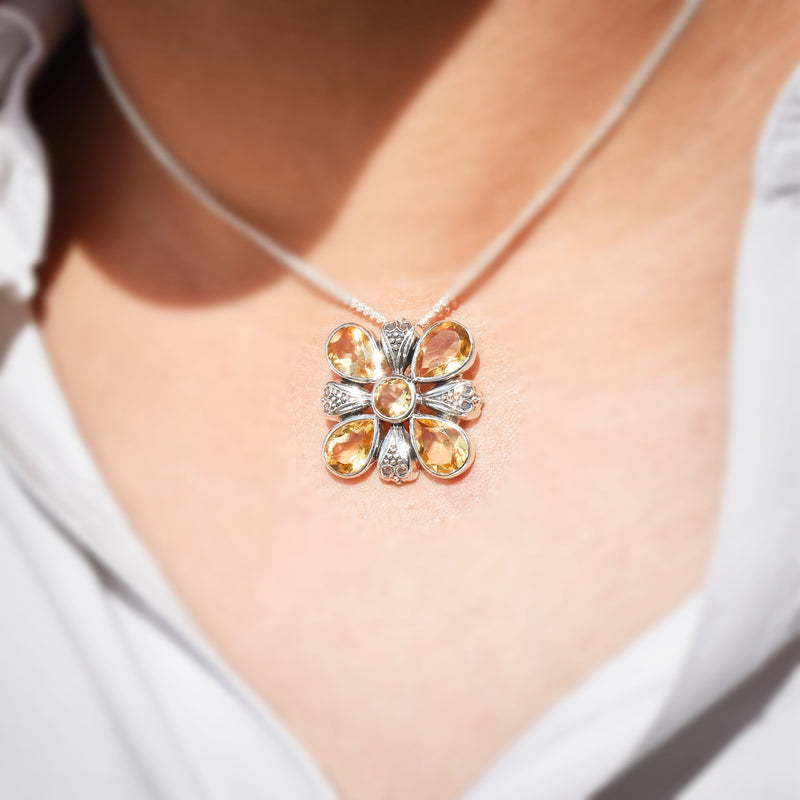 Sterling Silver Citrine Pendant SSP36