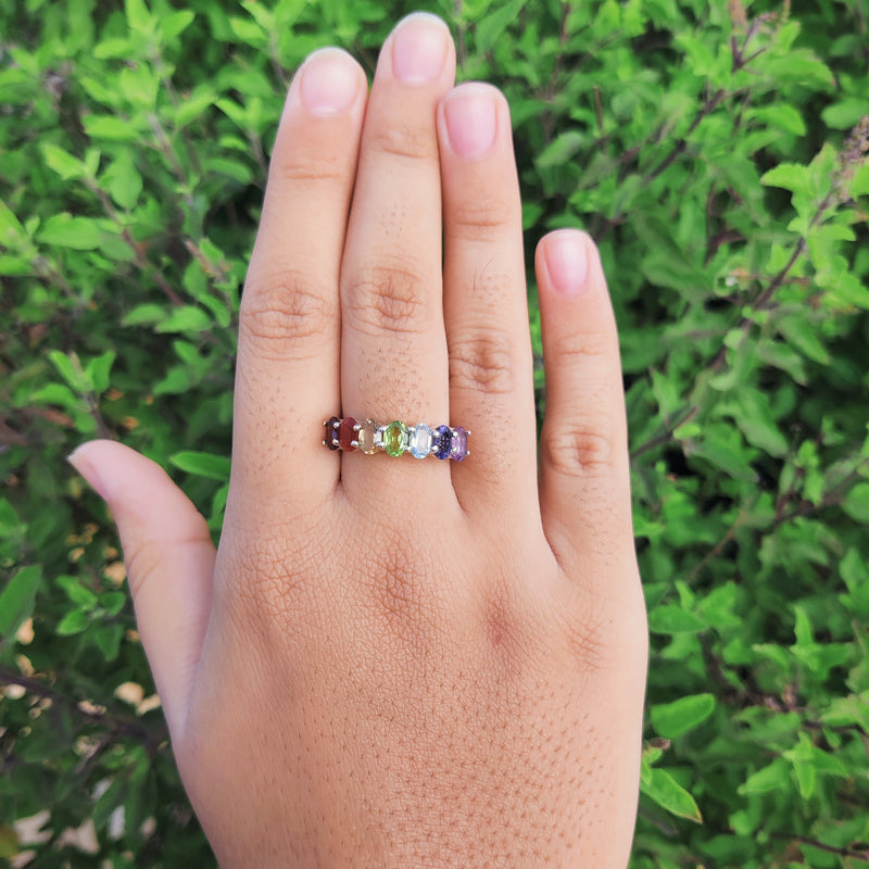 Sterling Silver Multi Gemstone Chakra Ring SSR95