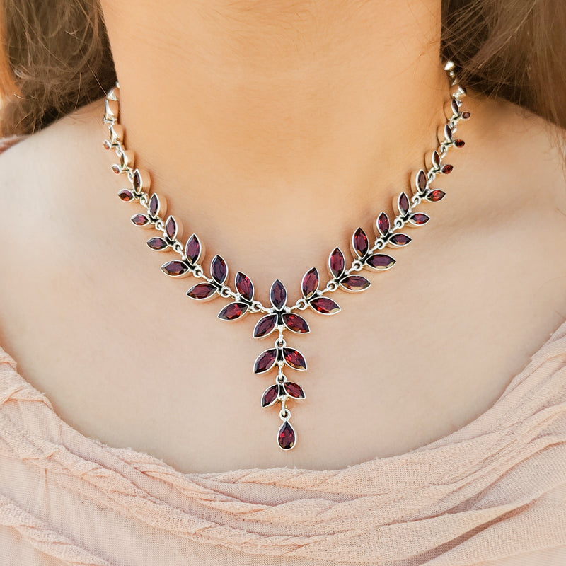 Sterling Silver Garnet Necklace SSN10