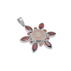 Sterling Silver Rose Quartz & Garnet Pendant SSP62