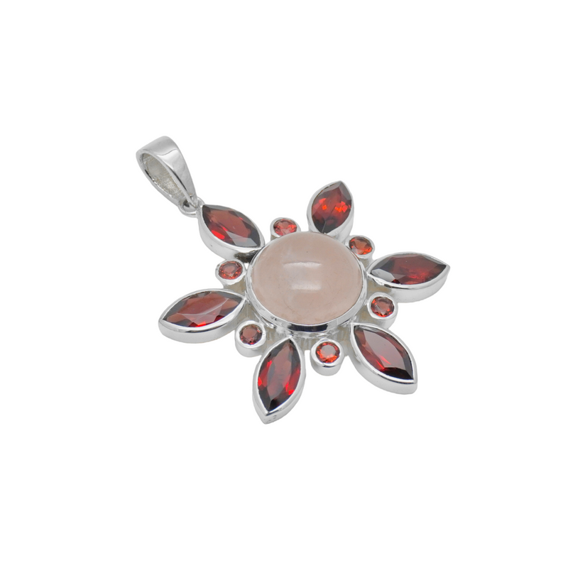 Sterling Silver Rose Quartz & Garnet Pendant SSP62
