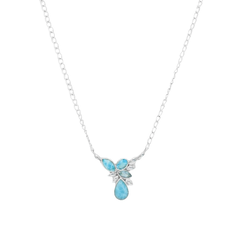 Sterling Silver Larimar & Blue Topaz Necklace SSN8