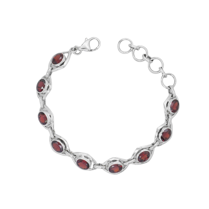 Sterling Silver Garnet Bracelet SSBR53