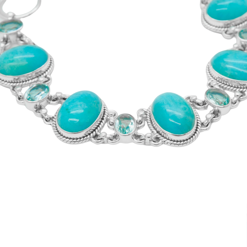 Sterling Silver Amazonite & Blue Topaz Bracelet SSBR42