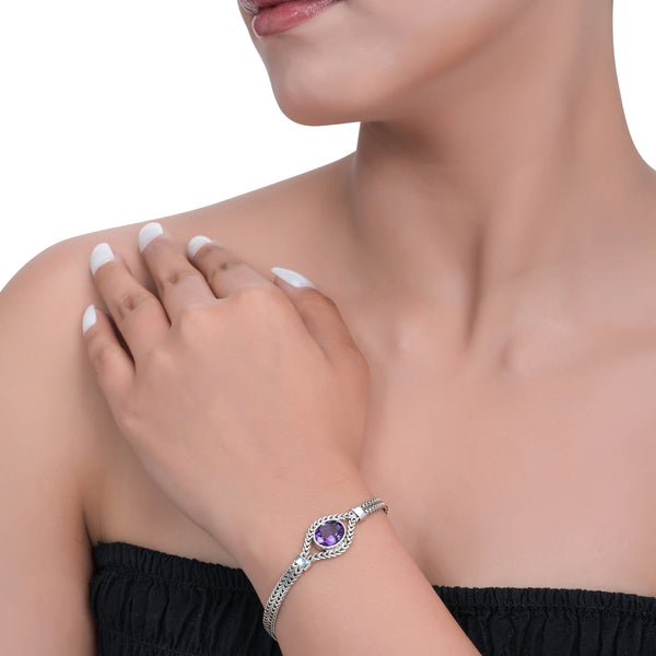 Sterling Silver Amethyst Bracelet SSBR106