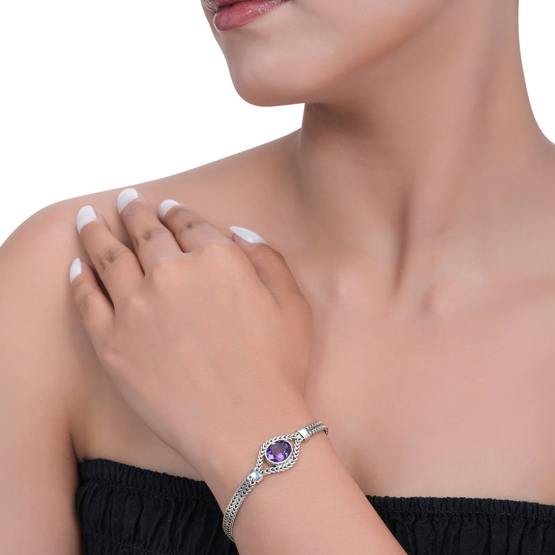 Sterling Silver Amethyst Bracelet SSBR106