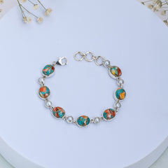 Sterling Silver Oyster Turquoise & Pearl Bracelet SSBR93