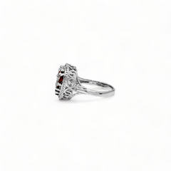 Sterling Silver Garnet Heart Ring SSR52