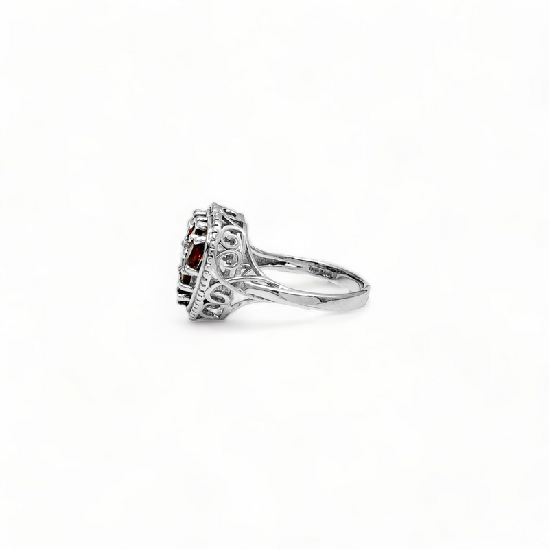 Sterling Silver Garnet Heart Ring SSR52