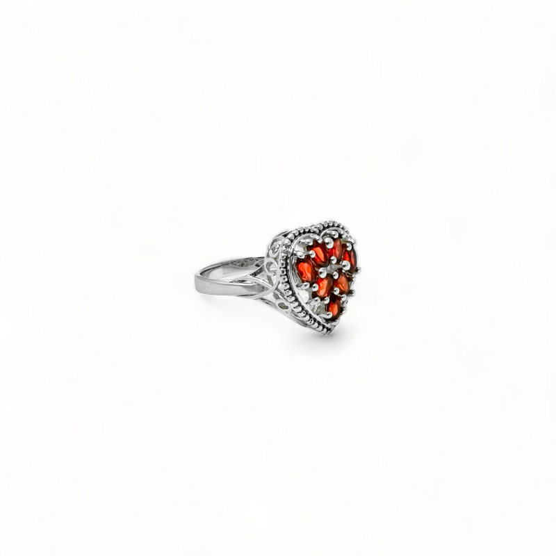 Sterling Silver Garnet Heart Ring SSR52