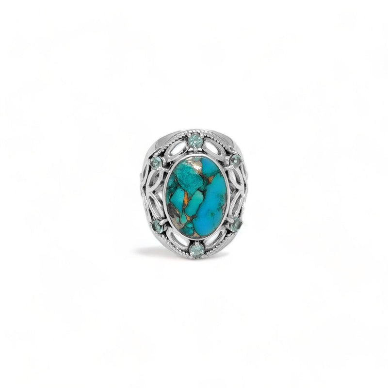Sterling Silver Turquoise & Blue Topaz Ring SSR67
