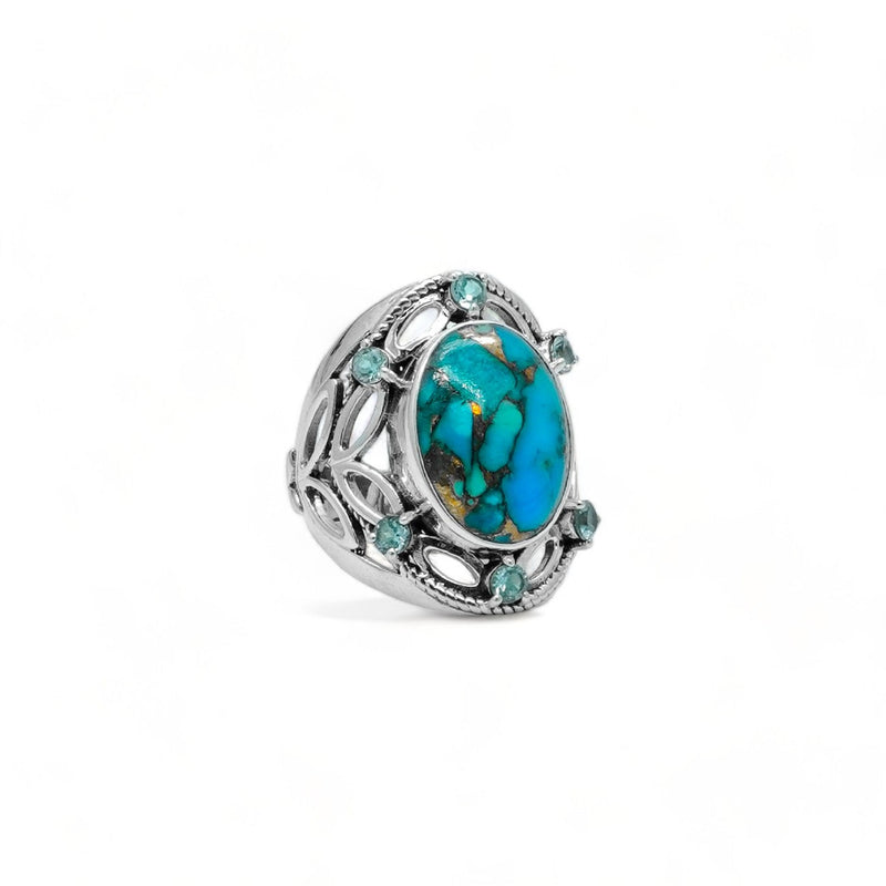 Sterling Silver Turquoise & Blue Topaz Ring SSR67