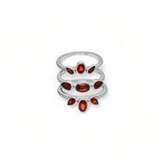Sterling Silver Garnet Ring Set SSR7