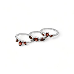 Sterling Silver Garnet Ring Set SSR7