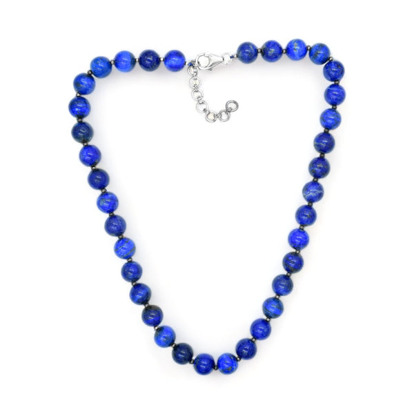 Sterling Silver Lapis Beads Necklace SSN5
