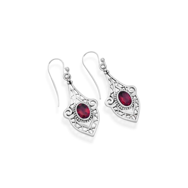 Sterling Silver Garnet Earrings SSER35