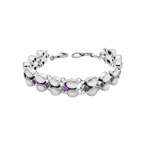 Sterling Silver Pearl & Amethyst Bracelet SSBR7