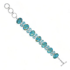Sterling Silver Copper Turquoise & Blue Topaz Bracelet SSBR4