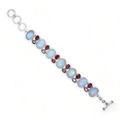 Sterling Silver Moonstone & Garnet Bracelet SSBR4