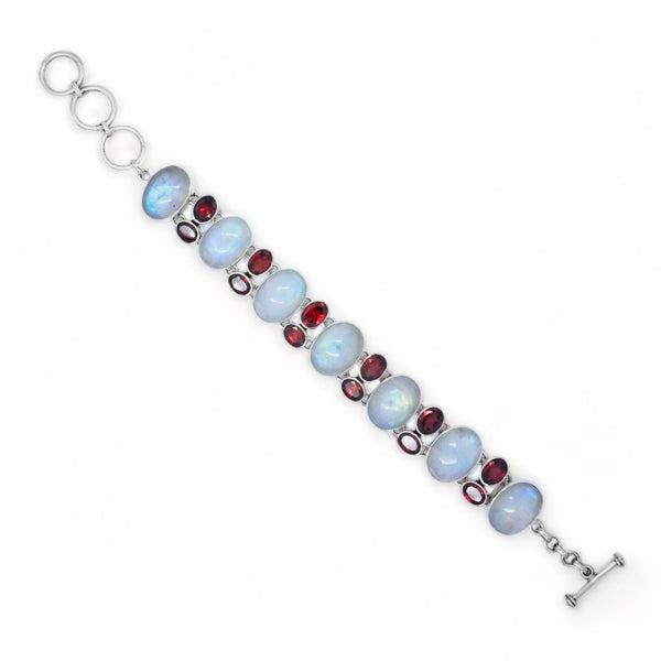 Sterling Silver Moonstone & Garnet Bracelet SSBR4